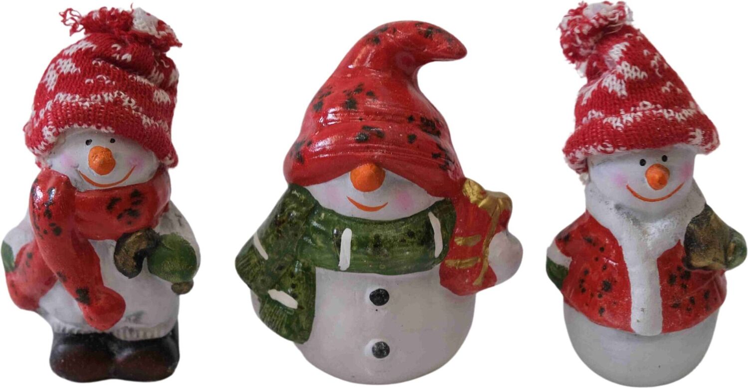 Intratuin tuinbeeld sneeuwpoppen 6 x 6 x 9 cm 3 stuks