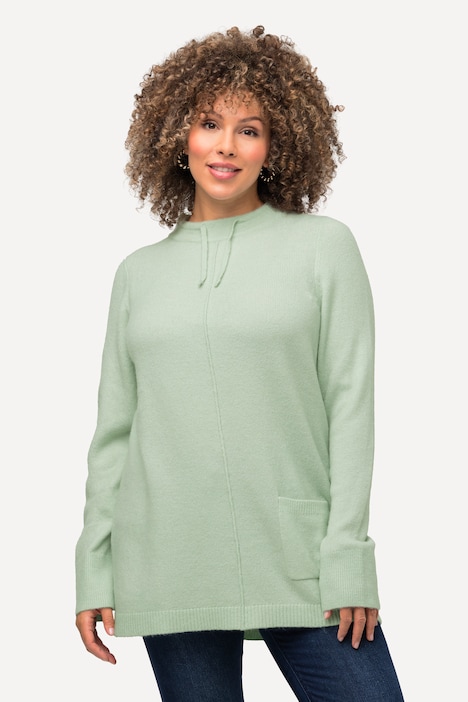 Pullover, Stehkragen, Kordel, Tasche, Langarm