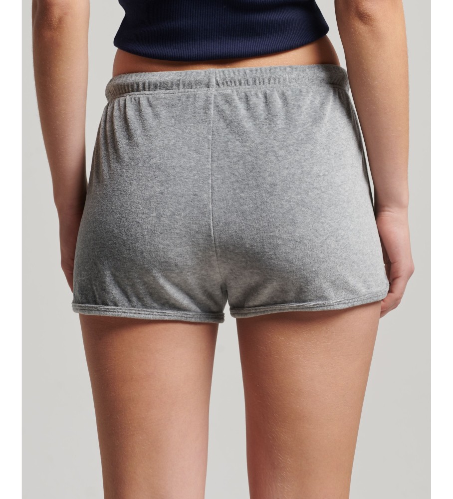 Shorts de veludo cinza com o logo vintage Racer da Superdry