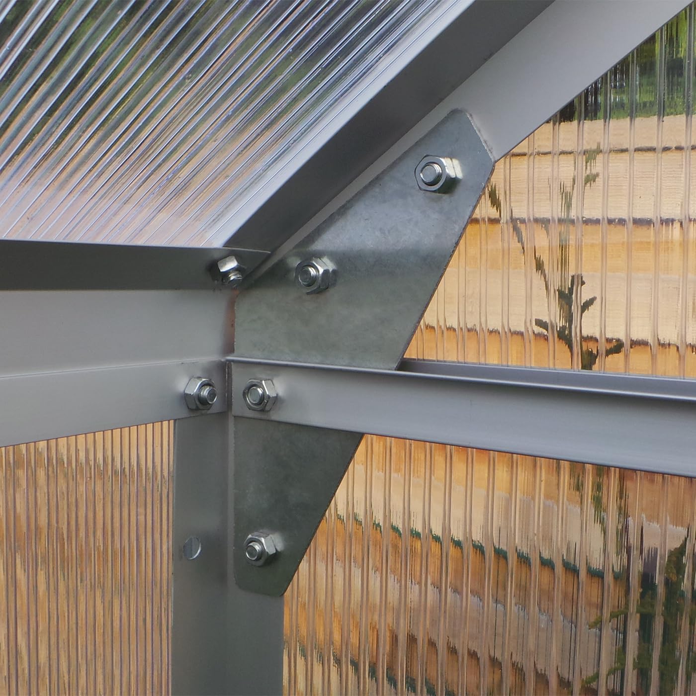 Aluminium Gewächshaus 250x190 cm - 4,75 m² mit Fundament - 6mm Verglasung, Silber, Garten Pflanzenhaus 7,58m³ Alu Treibhaus Tomatenhaus (250x190 - Silber)