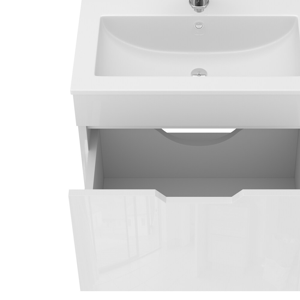 Vicco Waschbecken mit Unterschrank Stefania 60 cm breit, Waschtisch hängend Weiß