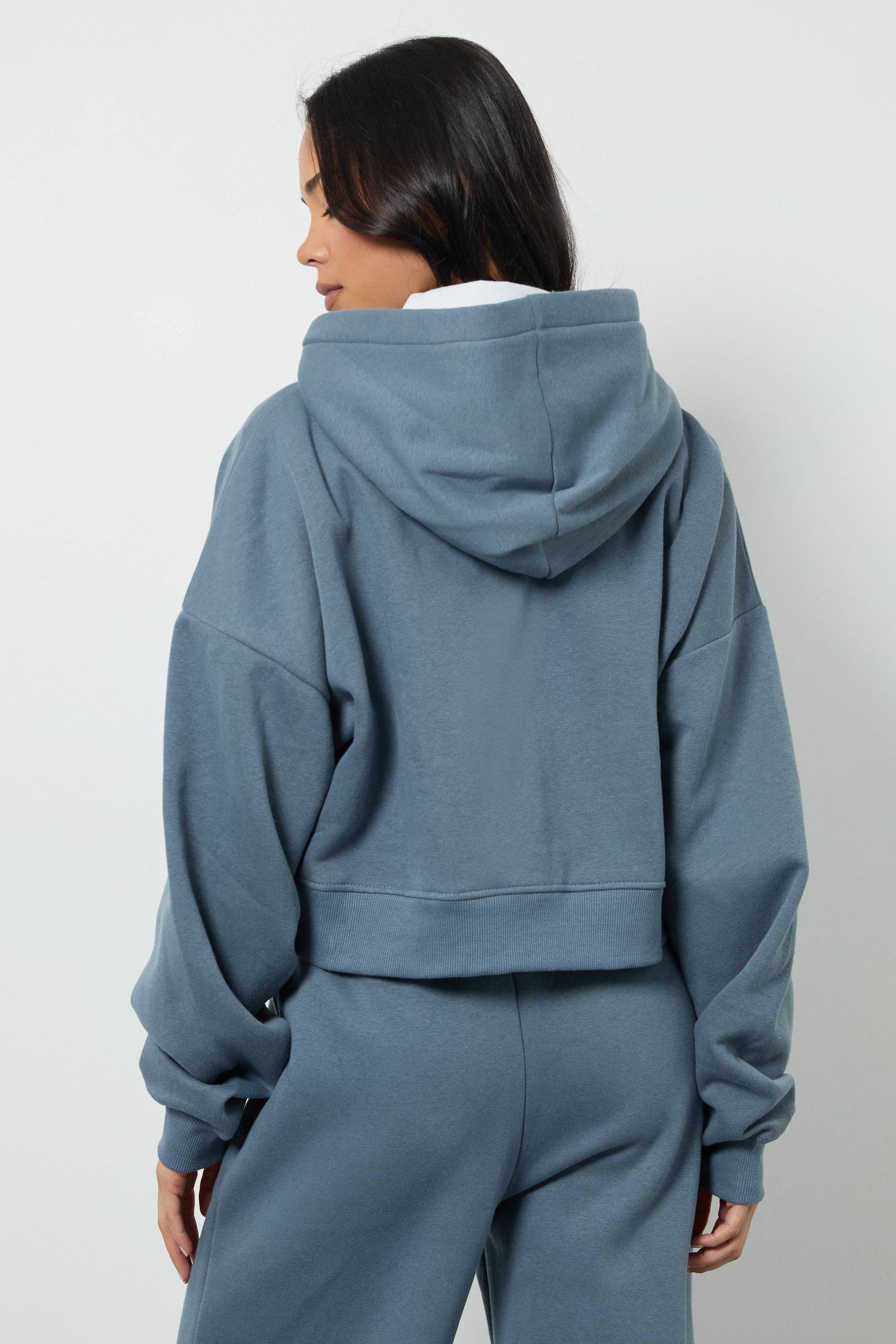 boohoo Sweat à Casynthétiqueche Zippé Oversize à Manches Bouffantes et Coupe Boxy