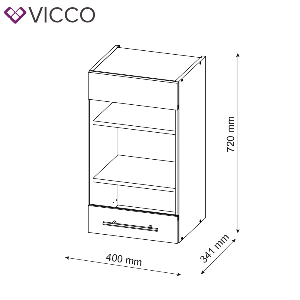 VICCO Hängeglasschrank 40 cm Anthrazit Küchenzeile Unterschrank Fame