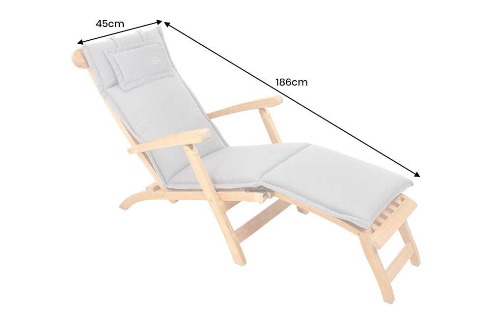 Outdoor Kissen ROG 45x186cm taupe Sitzkissen Polster-Auflage für Deckchair