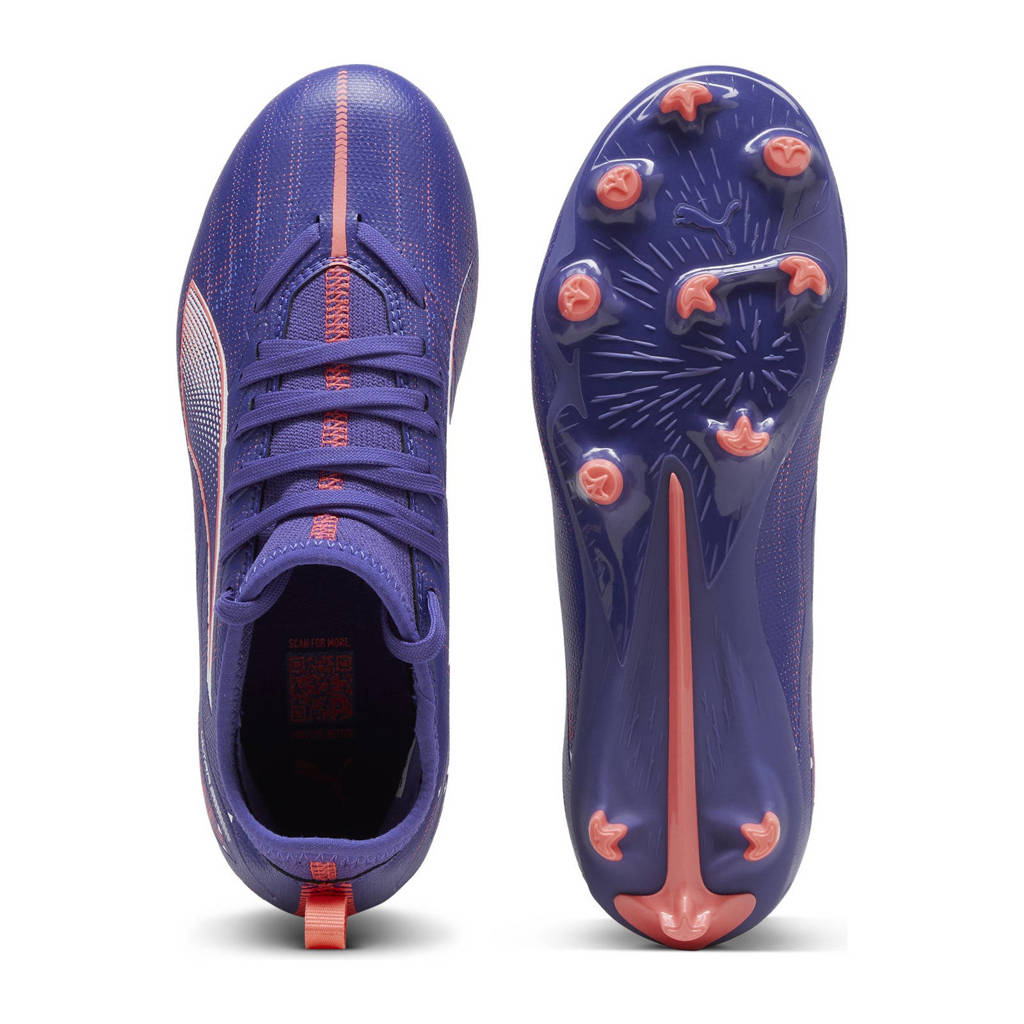 Puma ULTRA 5 MATCH FG/AG Jrjunior voetbalschoenen kobaltblauw/wit/koraalrood