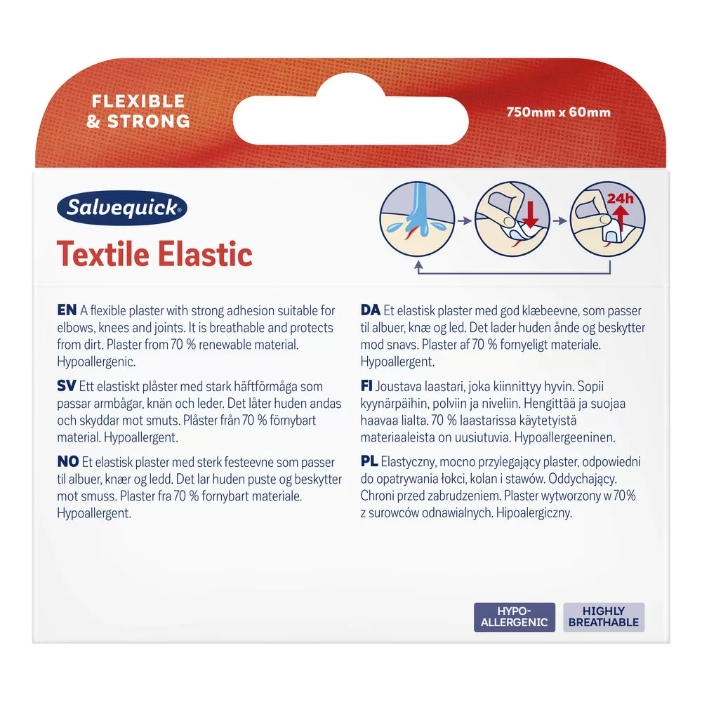 Salvequick Textile Elastic Plaster - 75 cm