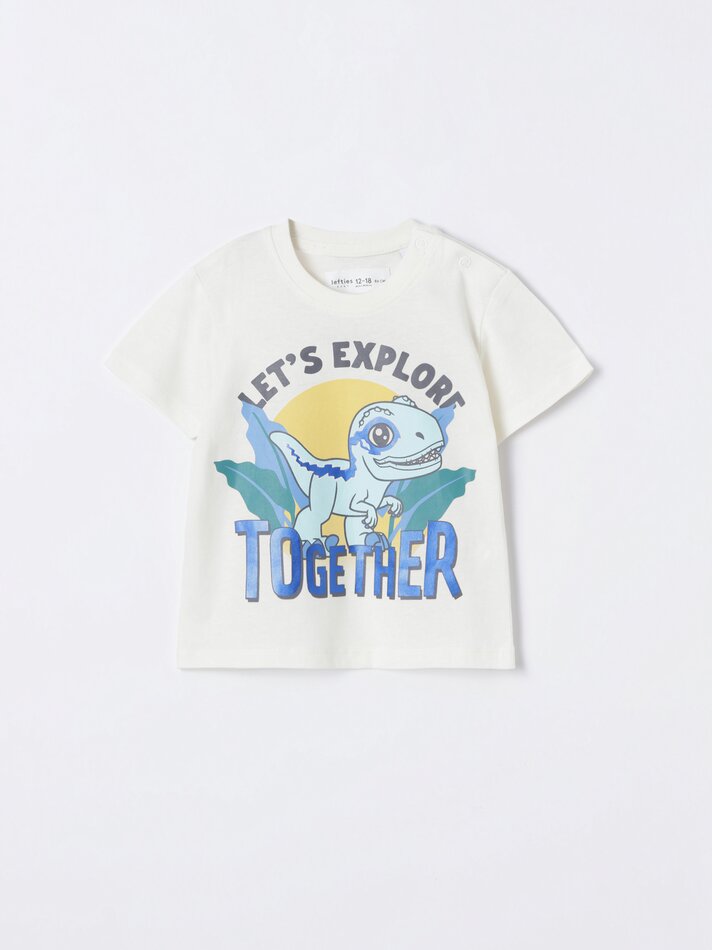 Camiseta estampada Universal do Parque Jurássico - Off White