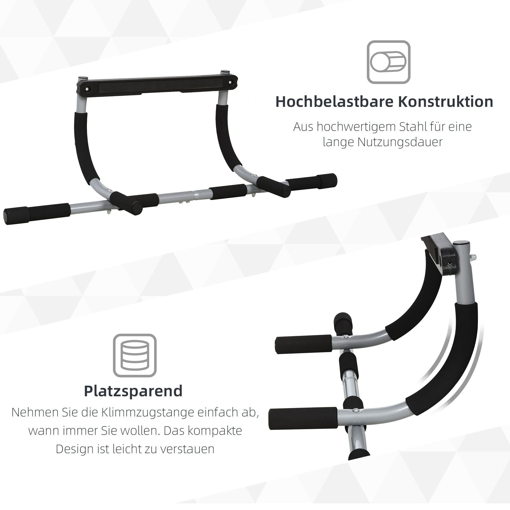 HOMCOM Klimmzugstange für den Türrahmen schwarz, grau 92 x 40 x 17 cm (BxTxH)