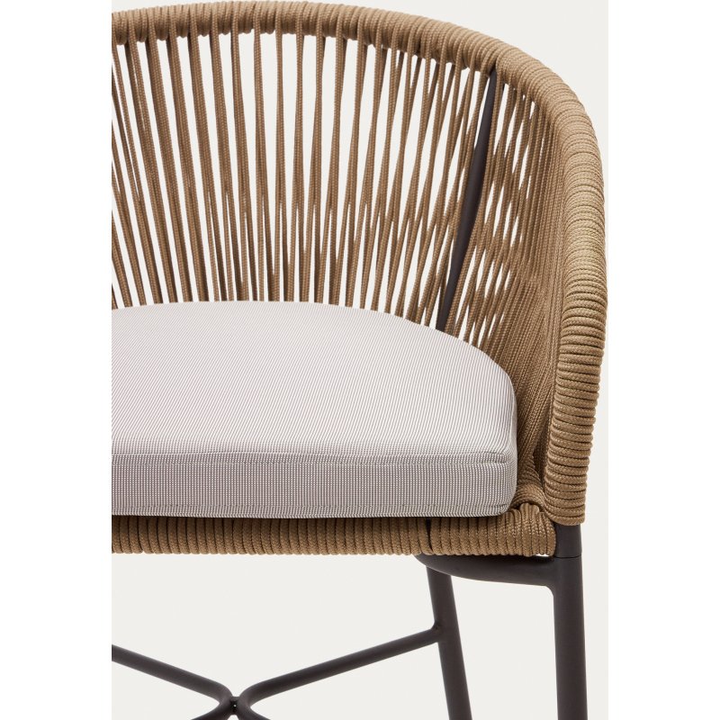 Tabouret Yanet - corde - pieds acier galvanisé H 80 cm