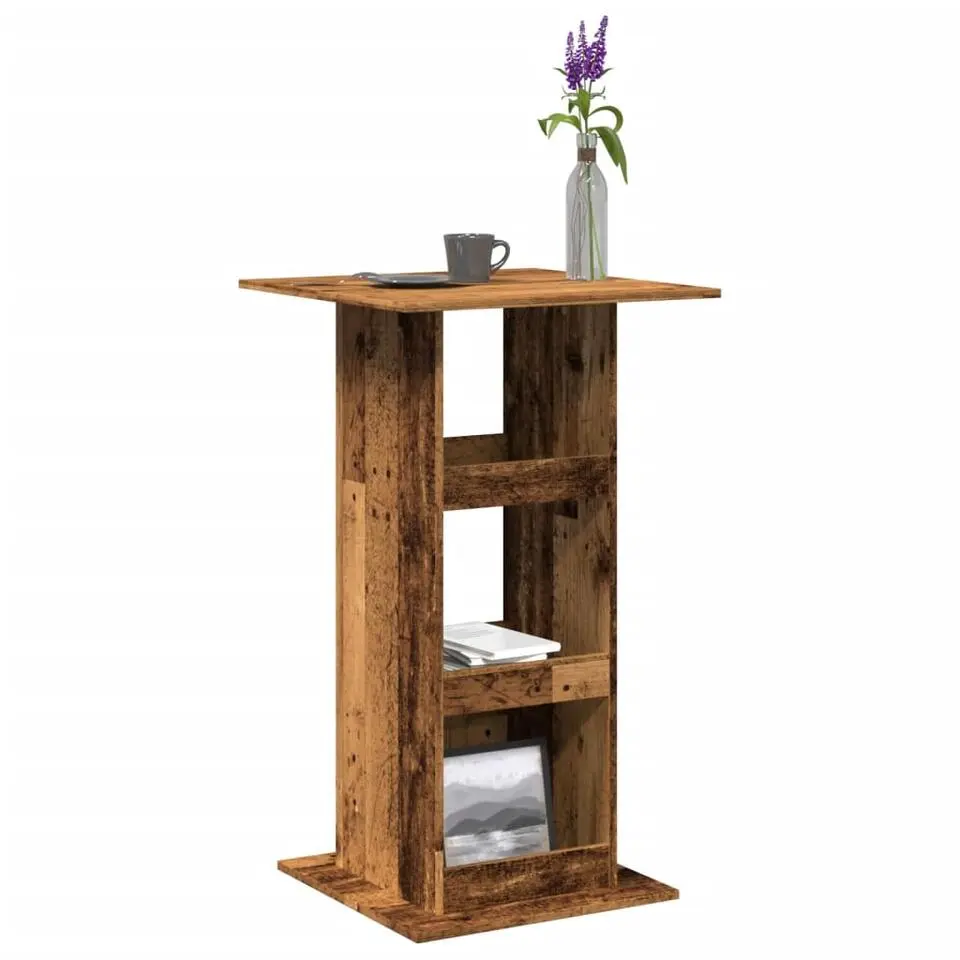 vidaXL - Bartafel met opbergruimte - Oud hout - Bewerkt hout - 60x60x102 cm