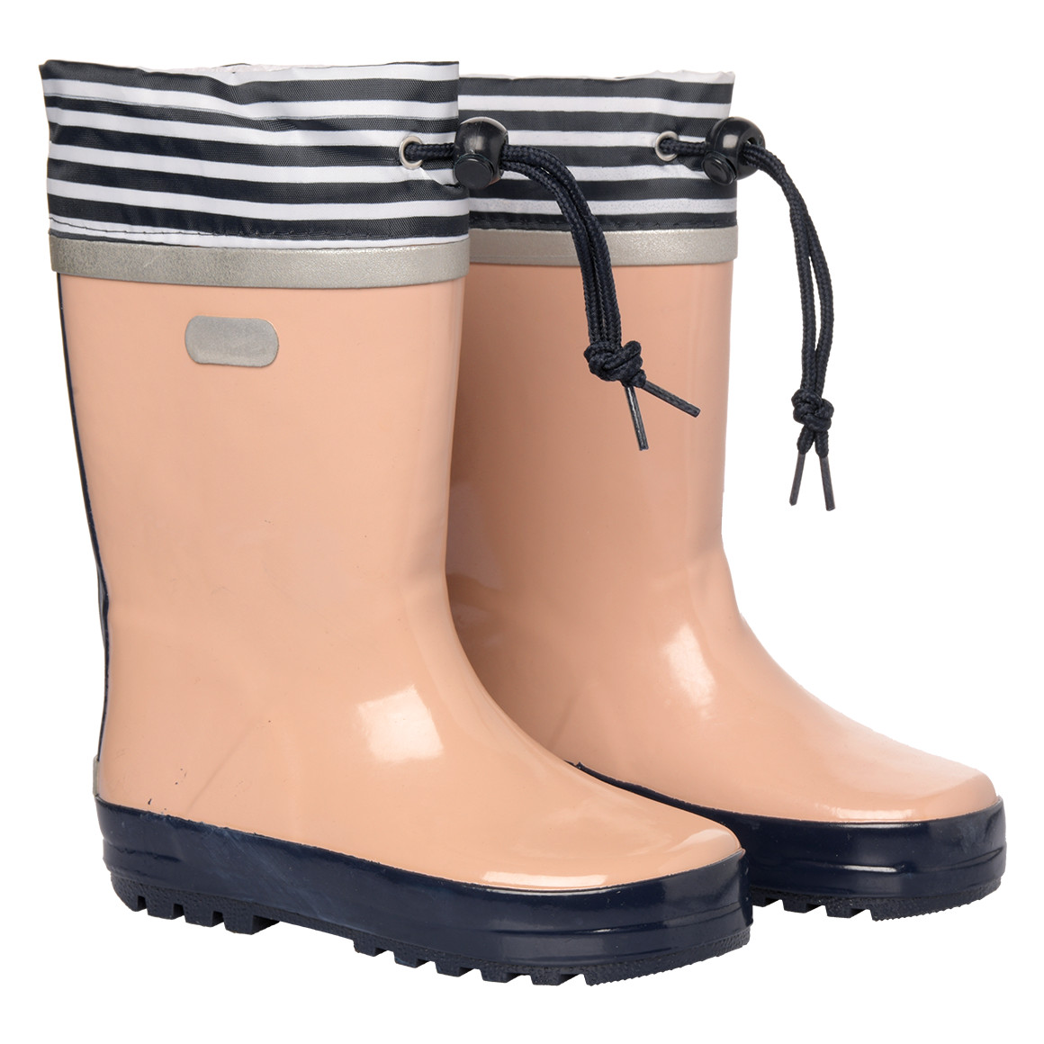 Topolino Kinder Gummistiefel mit Tunnelzug beige / dunkelblau