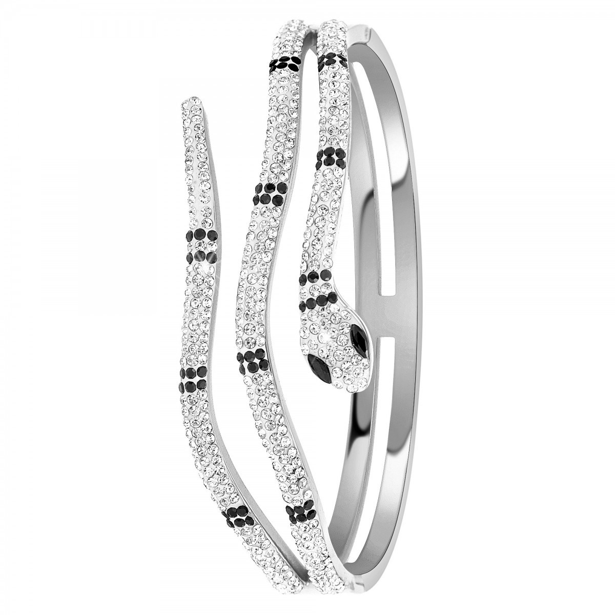 Bracelet serpent en acier inoxydable SC Crystal en Acier Rhodié argenté
