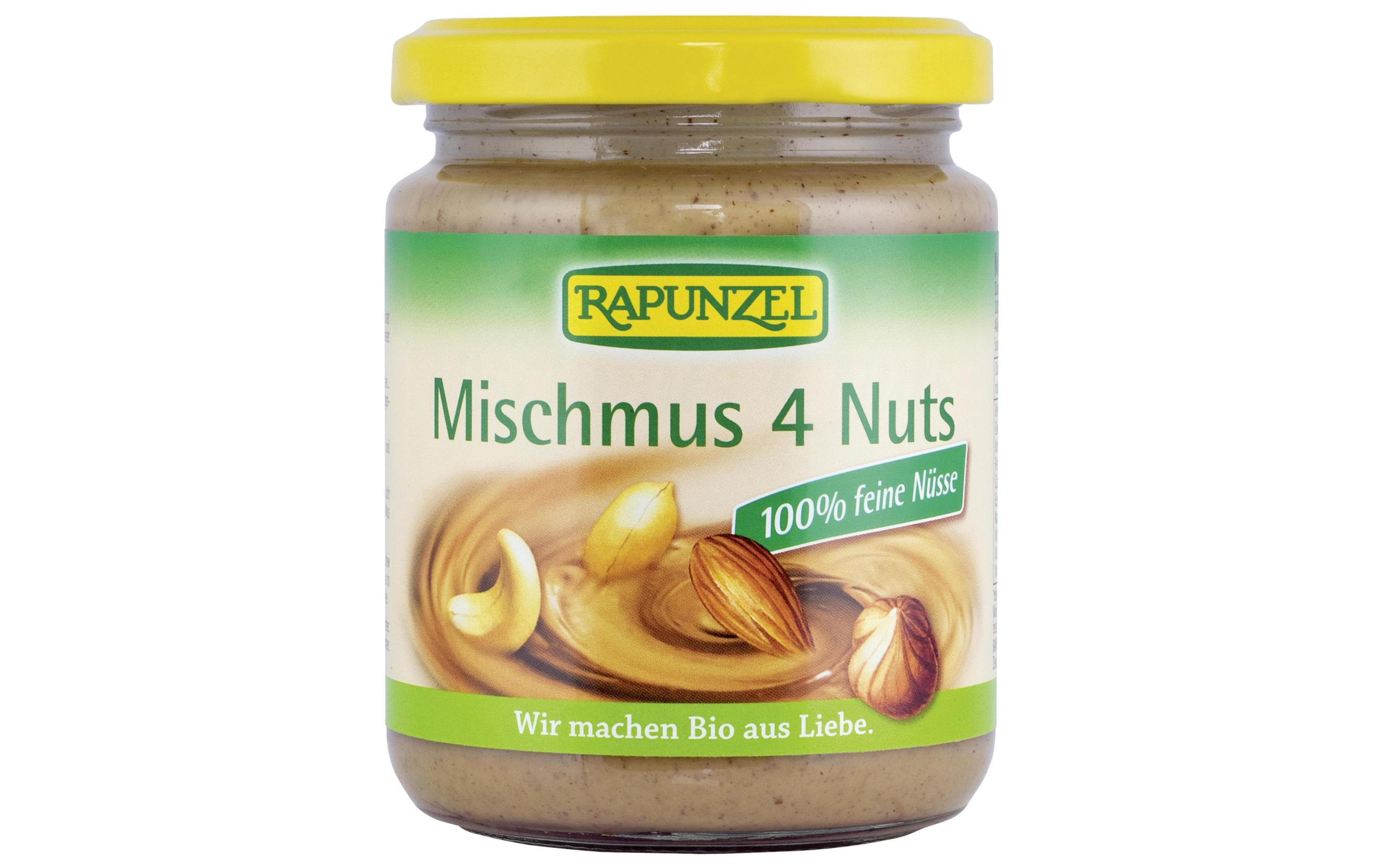 Glas Bio Nussmus 4 Nüsse 250 gBio Mischmus aus 4 Nussarten