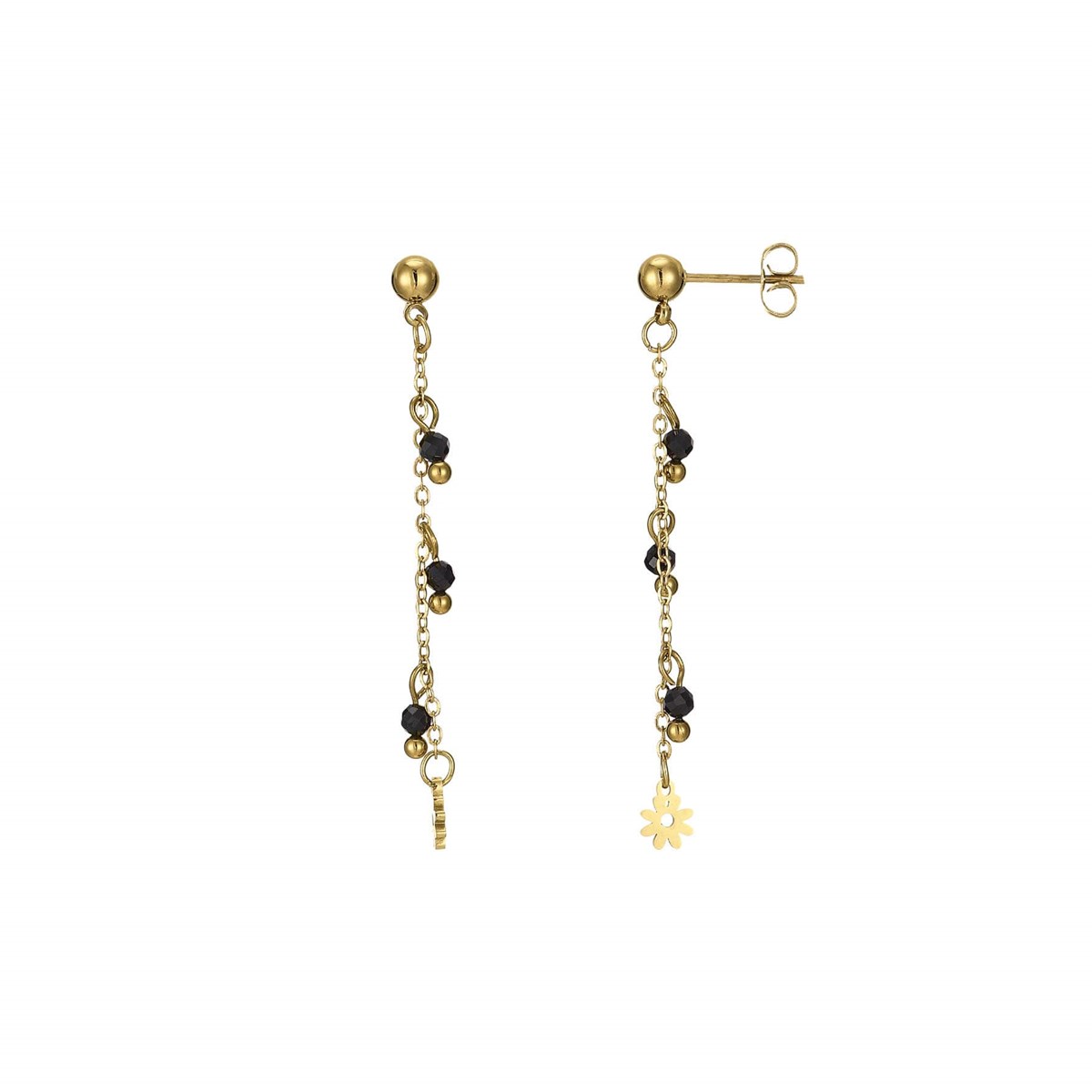 Boucles Laurie Obsidienne acier doré or