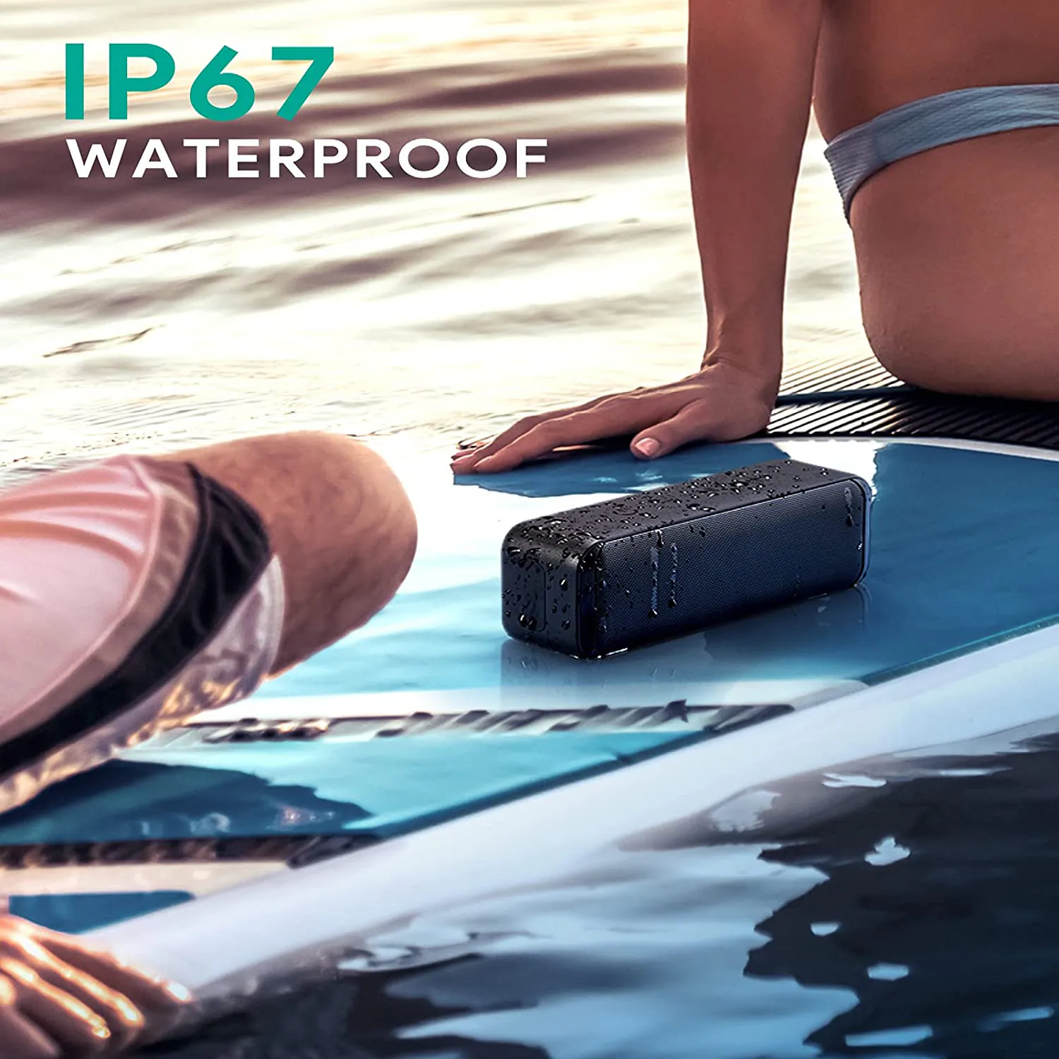 Aukey SK-A2BLU, blaue Farbe, tragbarer Bluetooth Lautsprecher, kabelloser Lautsprecher mit kraftvollem Stereo Sound und tiefem Bass, TWS Pairing Unterstützung, IP67 Wasser und Staubschutzklasse für Zuhause, Partys, Reisen