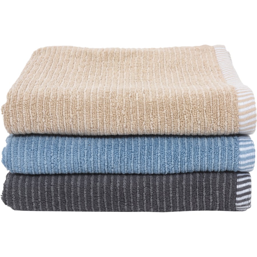 Bademantel mit Kapuze Velours Streifen unisex L/XL, beige