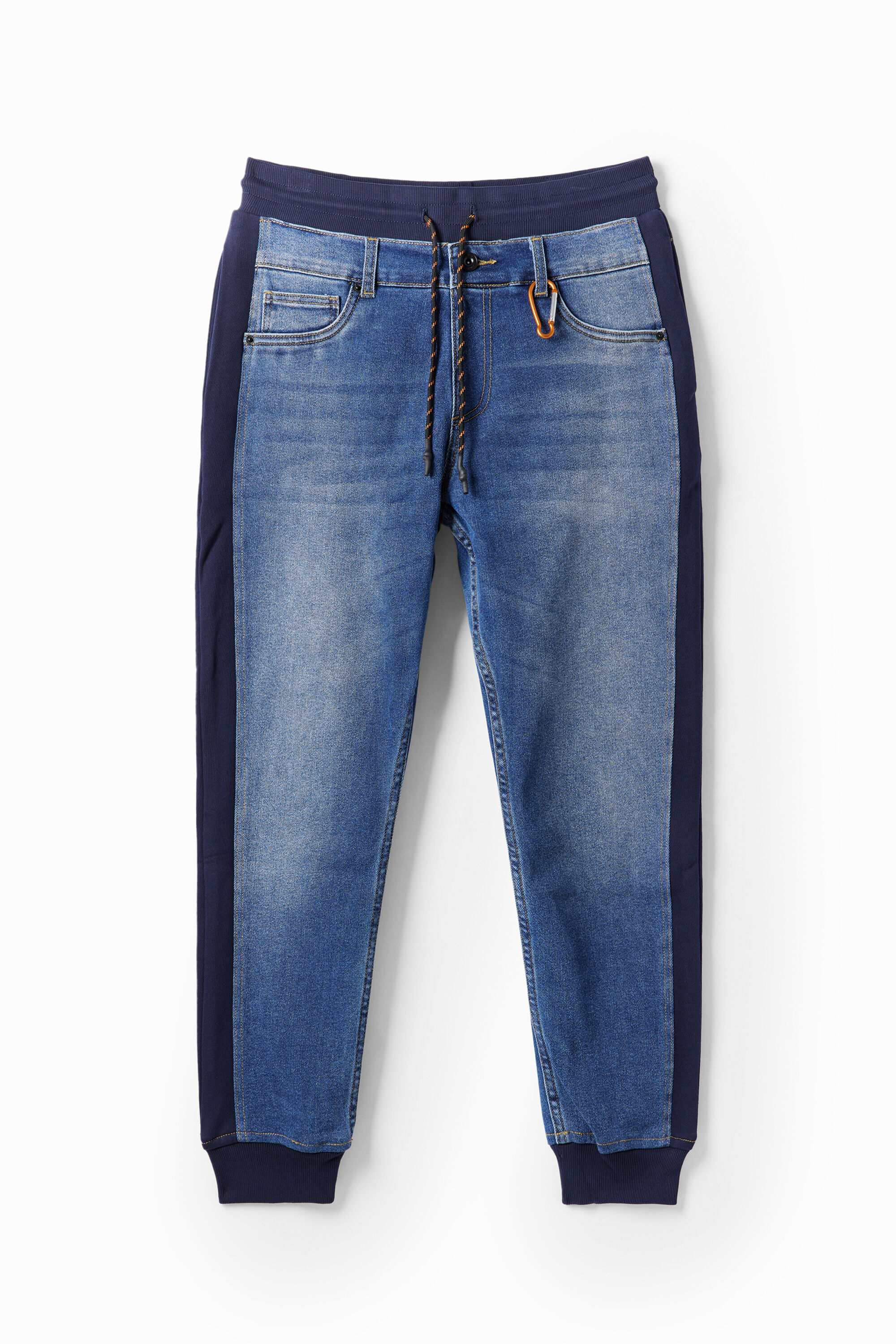 calça jogger híbrida de jeans