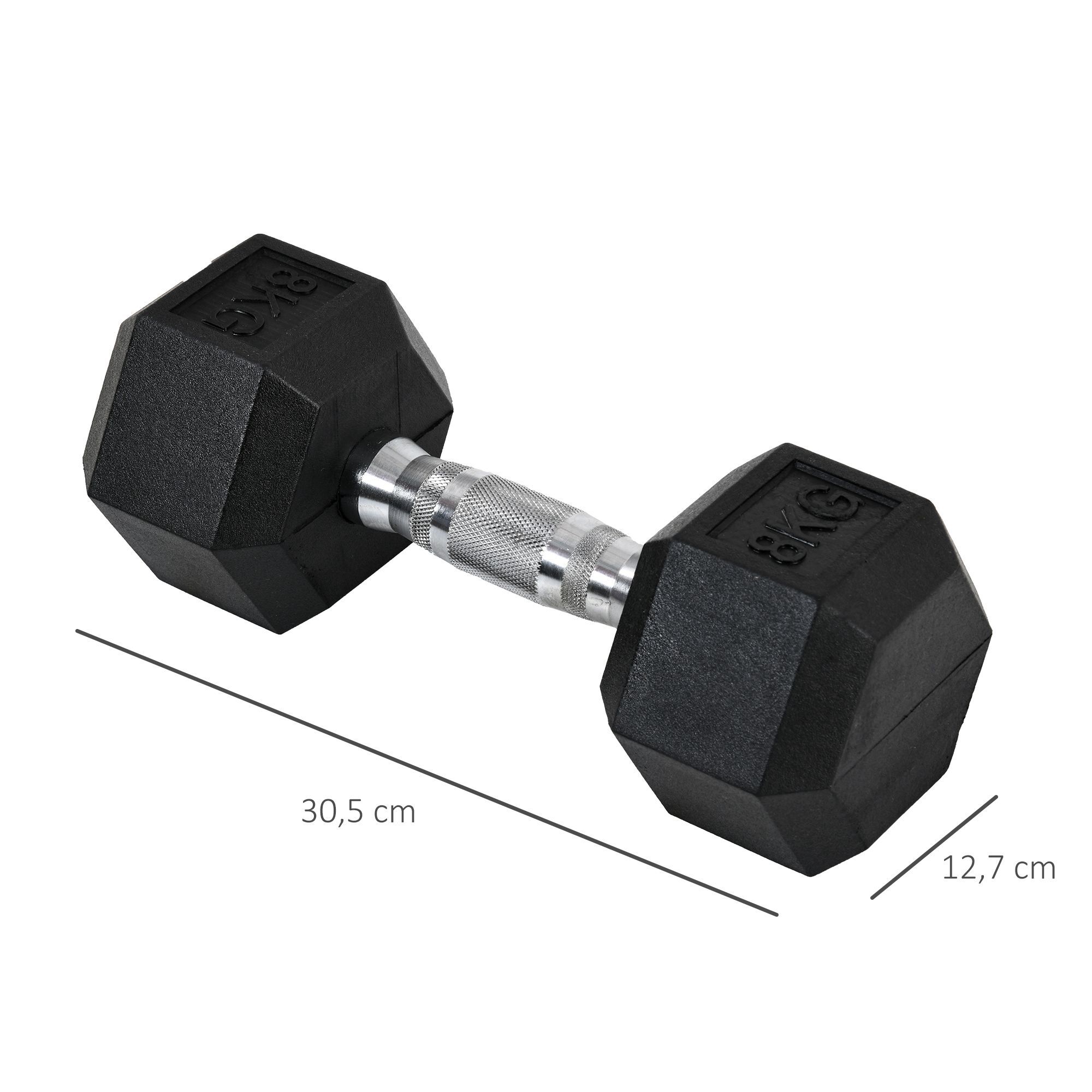 HOMCOM Kurzhantel 2er Set in Hexagon Form schwarz, silber 12,7B x 12,7T x 8,6H cm