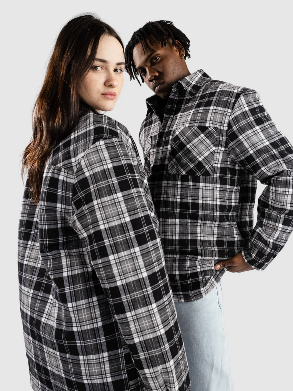 Urban Classics Padded Checked Shirt black/white