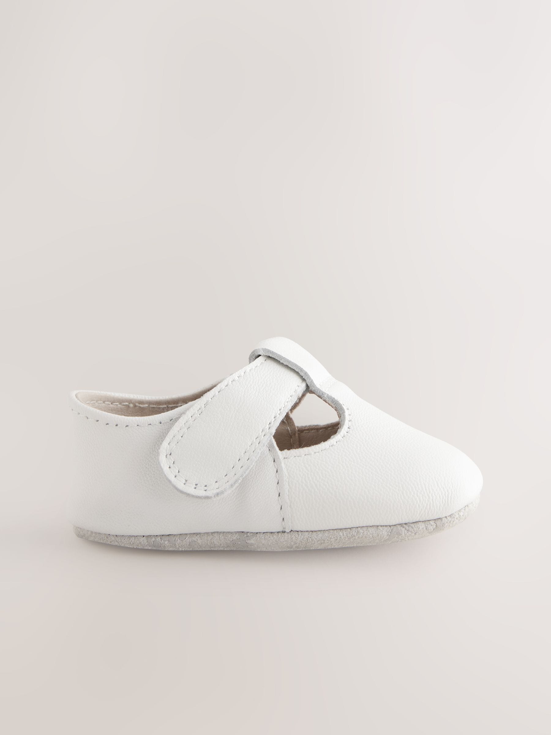 Wit - Leren babyschoen met T-bandje (0 - 24 mnd)