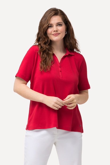 Poloshirt, Webkragen, Knopfleiste, Halbarm