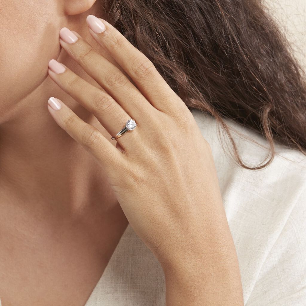 Bague Solitaire Michele Or Bicolore Oxyde De Zirconium