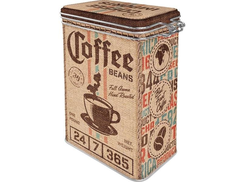 Nostalgic Art Vorratsdose Coffee Sack 1.3 l, Braun/Grün/Rot Retro-Kaffeedose mit Clipverschluss