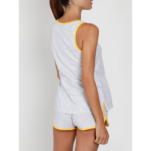 Admas - Pantalones cortos de pijama camiseta tirantes brillantes Gris