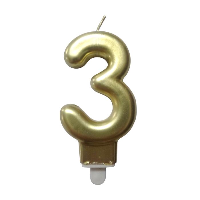 BOUGIE ANNIVERSAIRE CHIFFRE 3 H.7.5CM OR