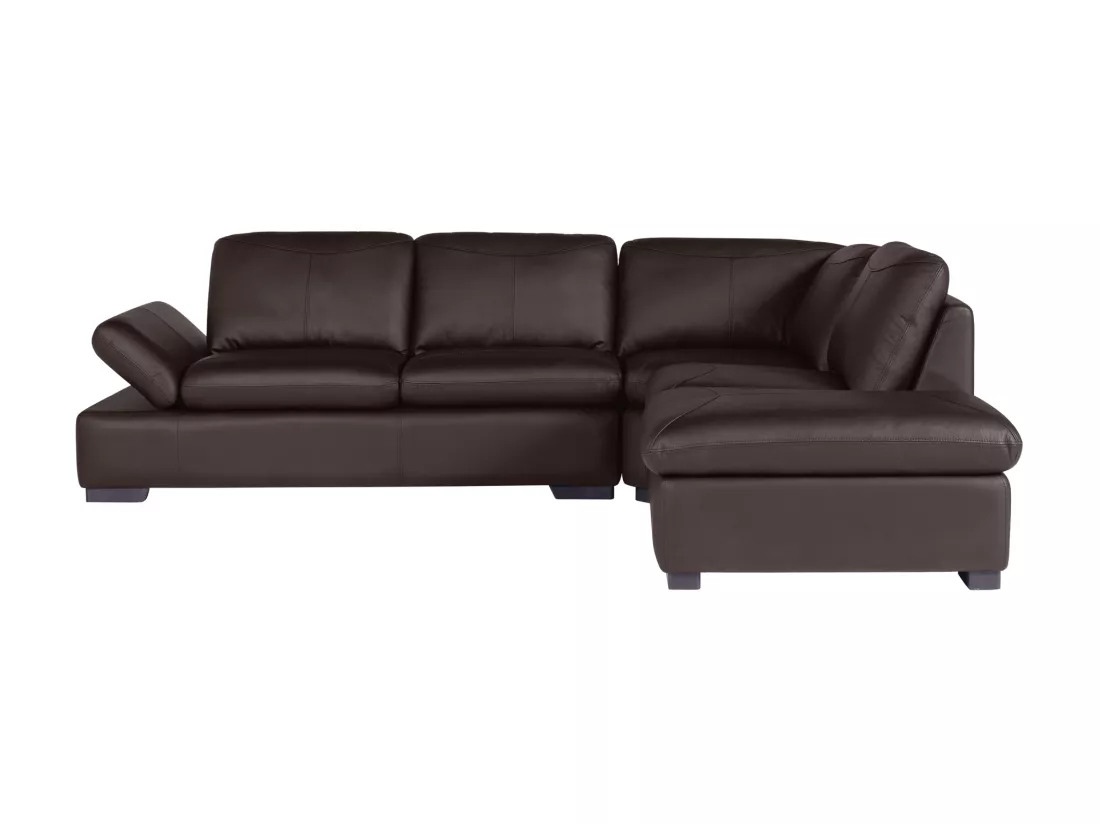Canapé d'angle en cuir ONYX II - Marron - Angle droit