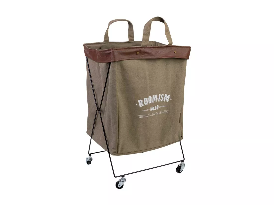 Panier à linge en métal et tissu 41x32x58