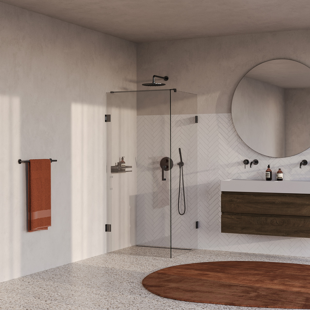 Brauer Void profielloze douchecabine 90x90cm gunmetal geborsteld PVD