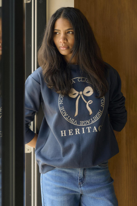 Kaffe blauwe dames sweater