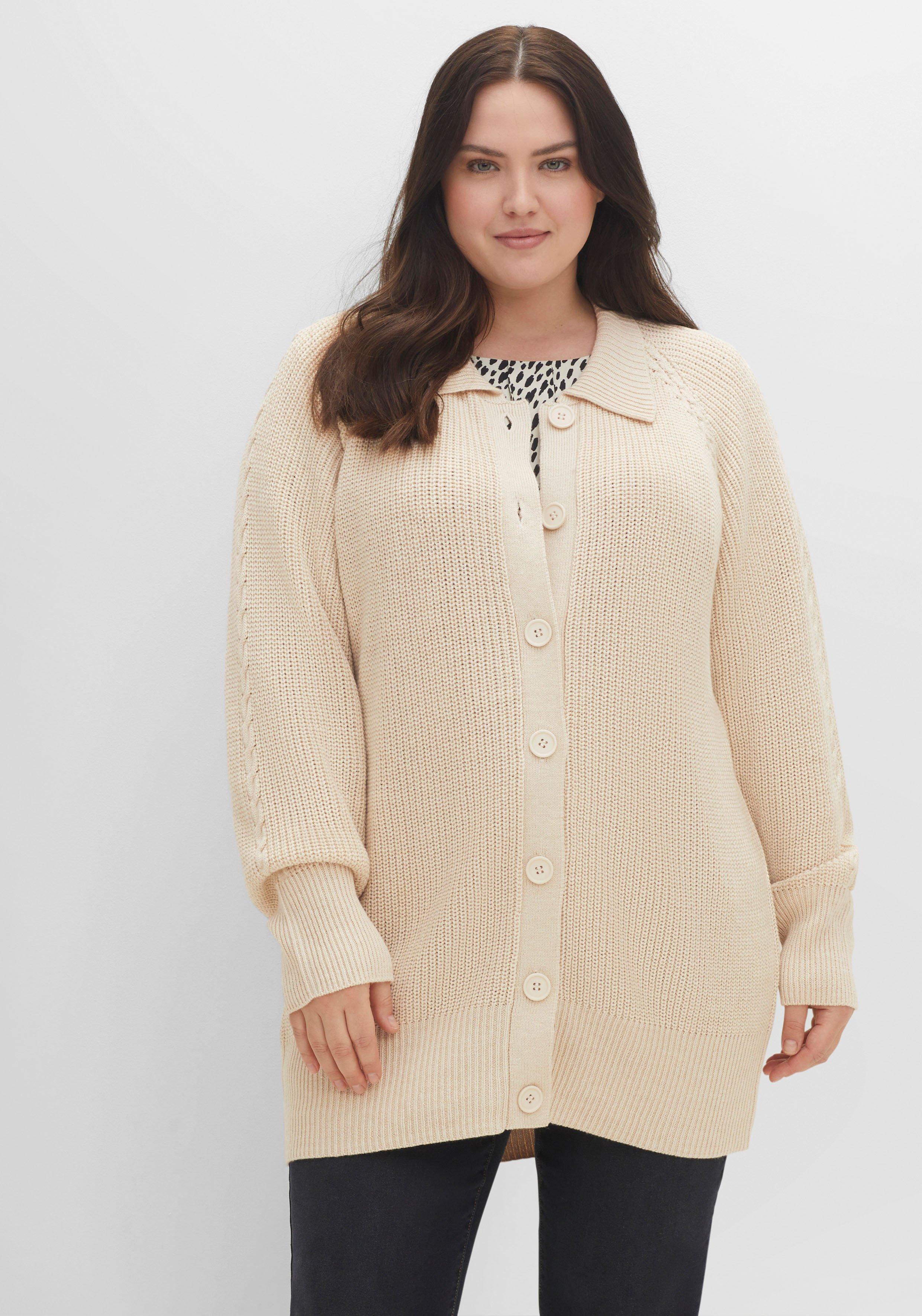 Strickjacke mit Umlegekragen, in Perlfang-Struktur