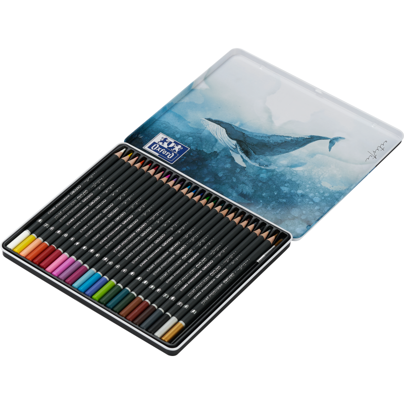 Boite Metal Oxford Art 24 Crayons Aquarelle + 1 Pinceau