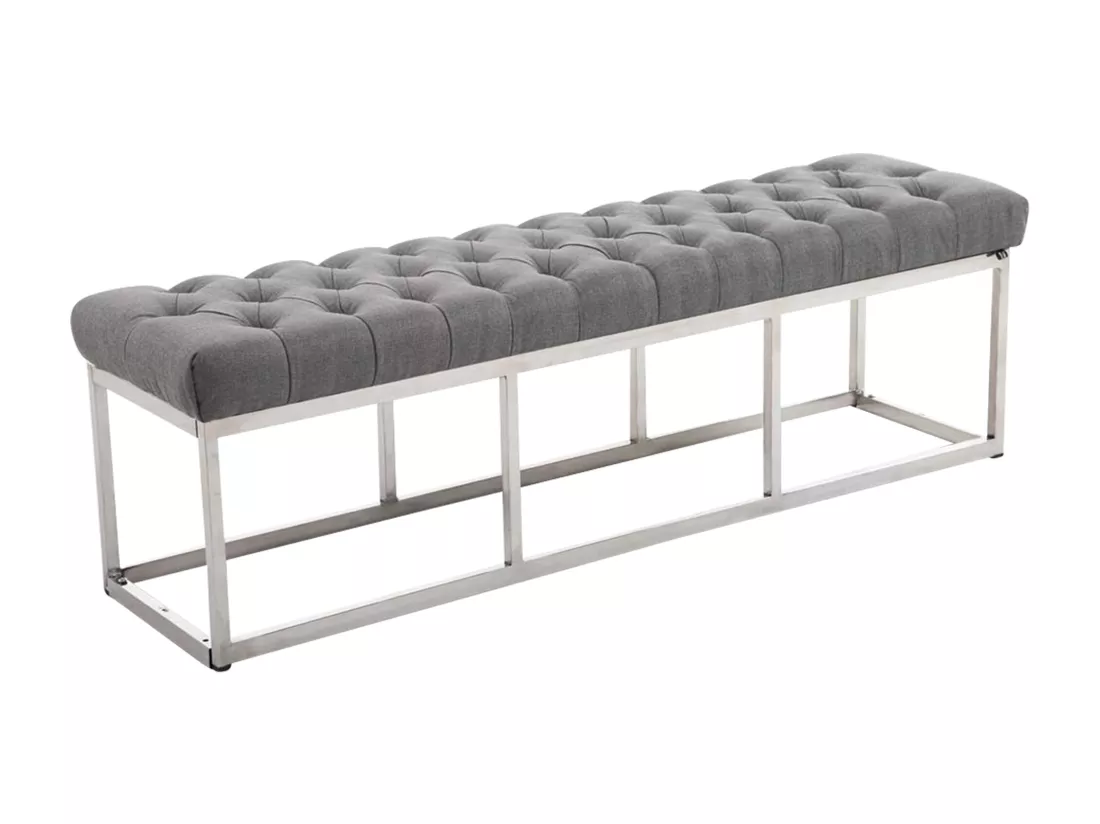 Banquette - Tissu & Acier inoxydable - Gris - Amun