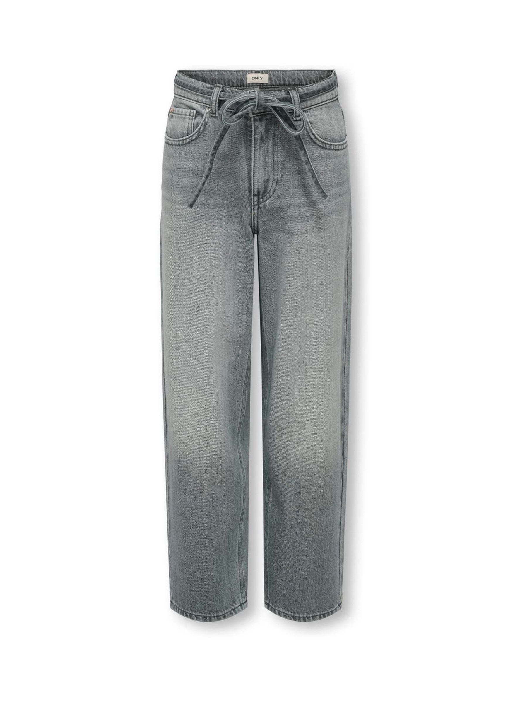 ONLY KIDS Grey Gianna Tie Waist Straight Fit Jeans