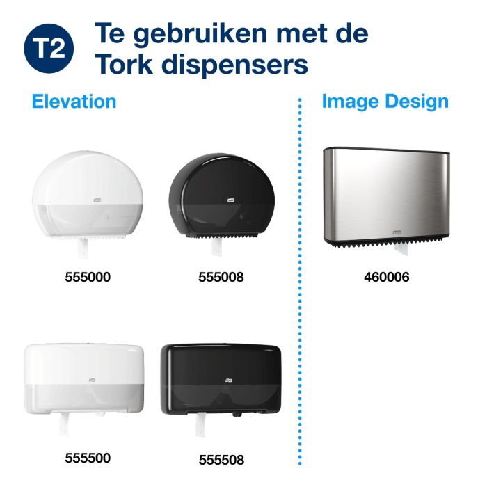 Tork 110253 Premium toiletpapier mini jumbo 2-lgs wit 170 mtr x 10 cm doos à 12 rol/850 vel (110253)