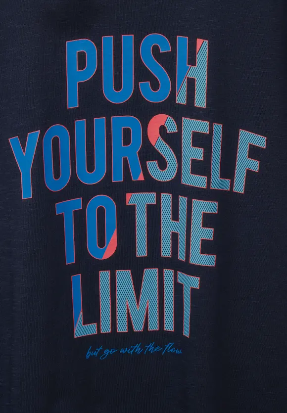 T-Shirt mit Wordingprint - deep navy blue