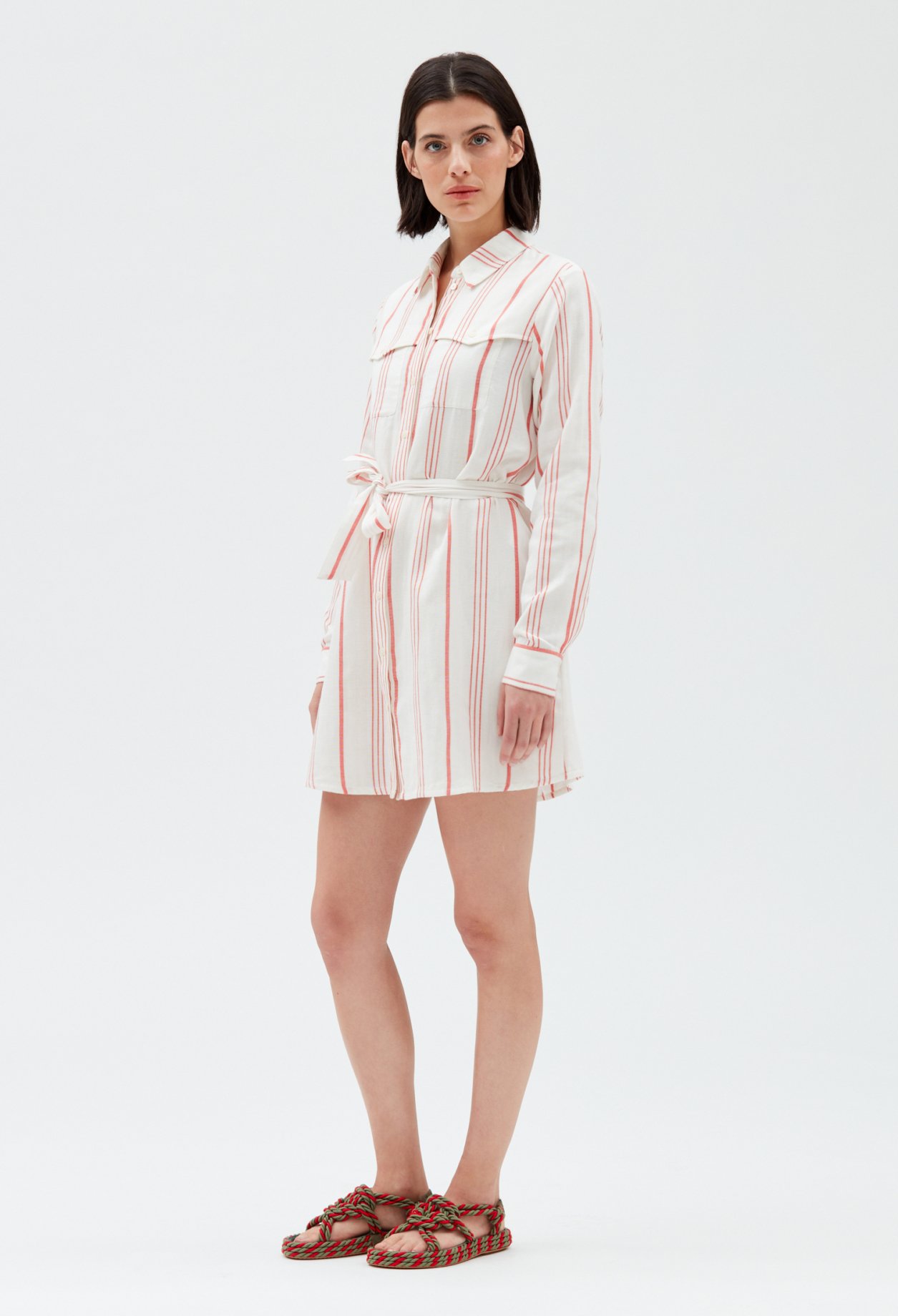 Robe chemise courte rayee