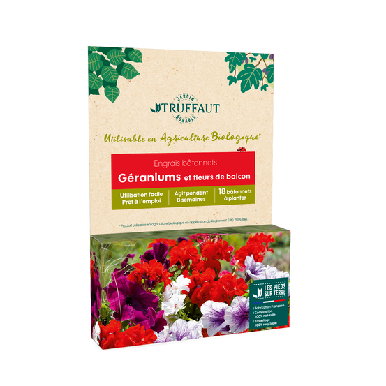 Engrais en bâtonnets pour Géraniums et Fleurs de balcon - 18 pièces