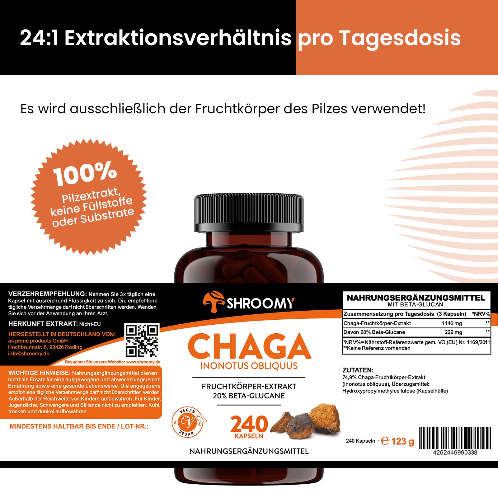 SHROOMY Chaga Extrakt Kapseln
