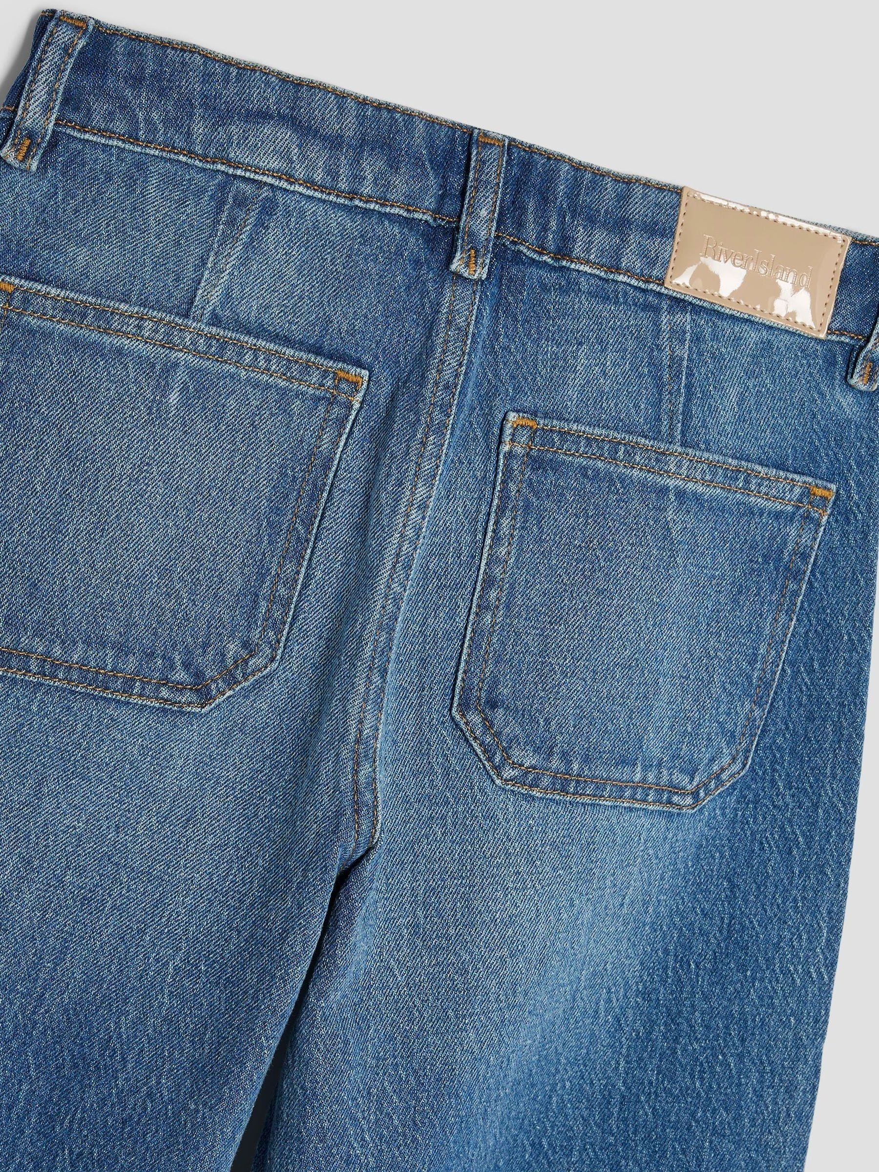 River Island Girls Pocket Front Wide Leg Jeans