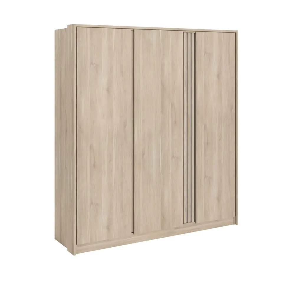 Kledingkast Evi 3-deurs - eikenkleur - 203x185x52 cm
