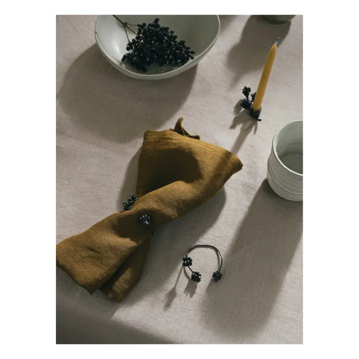 Ferm Living Rond de serviette en laiton - Set de 4 | Noir