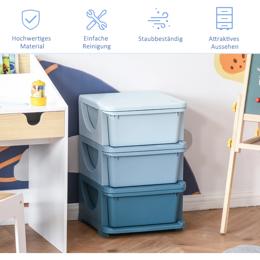 HOMCOM Aufbewahrungsboxen für Spielzeug Blau