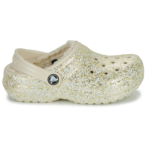 Crocs - Classic Lined Glitter Clog K - Beige / Doré