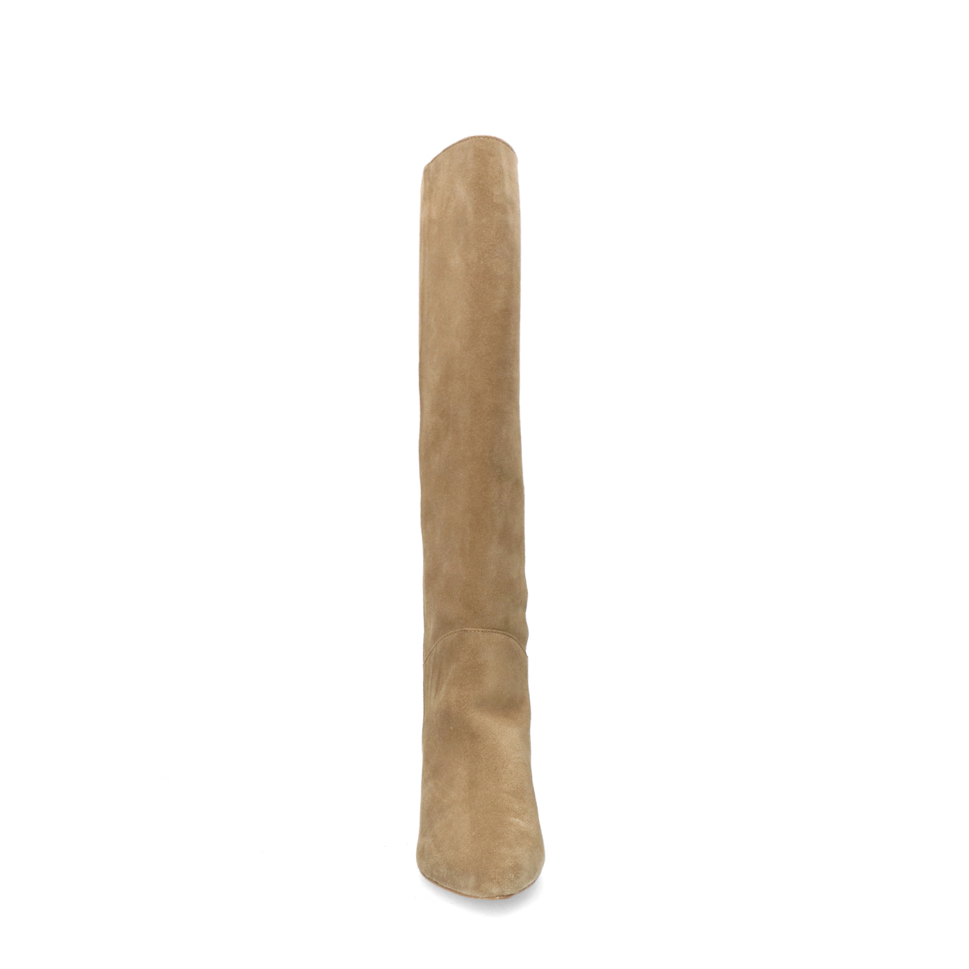 Beige suède hoge laarzen met hak