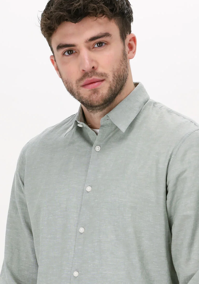 SELECTED HOMME lichtgrijze selected homme casual overhemd slhslimnew-linen shirt ls w no