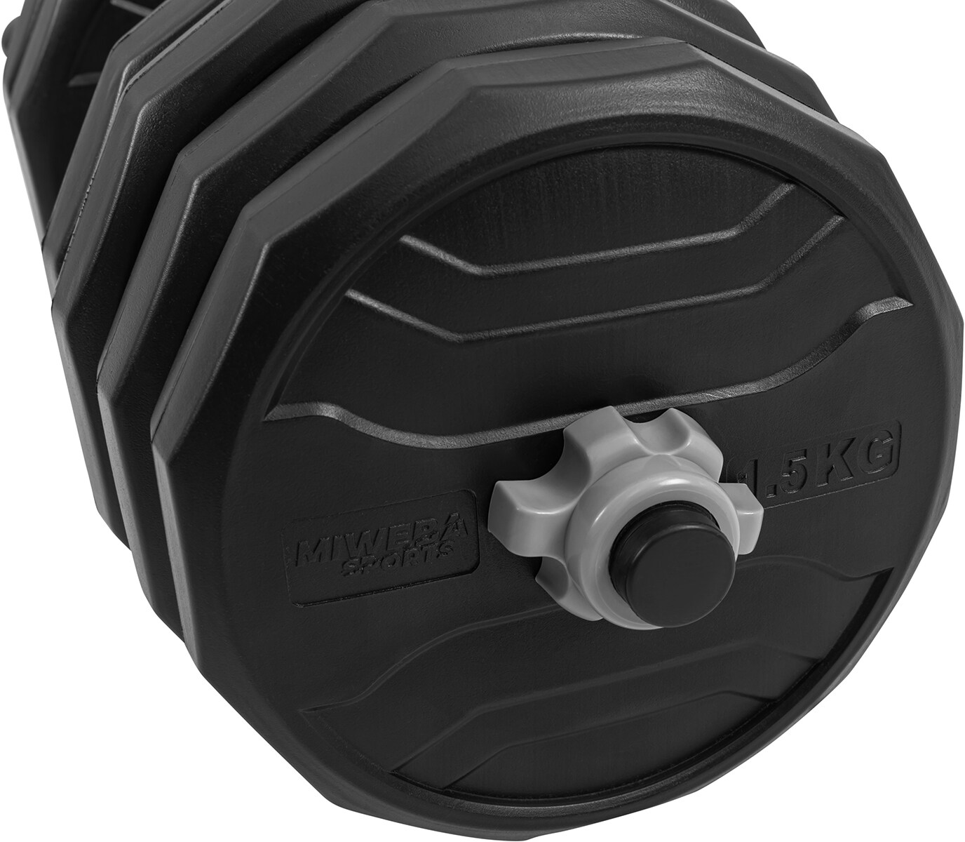 Miweba Sports 6in1-Hantelset, Kurzhanteln-Langhantel-Kettlebell, 25 kg, verstellbar, Sternverschluss